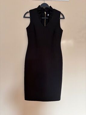 Calvin Klein Black Ruffle-Neck Sheath Dress — Size 6